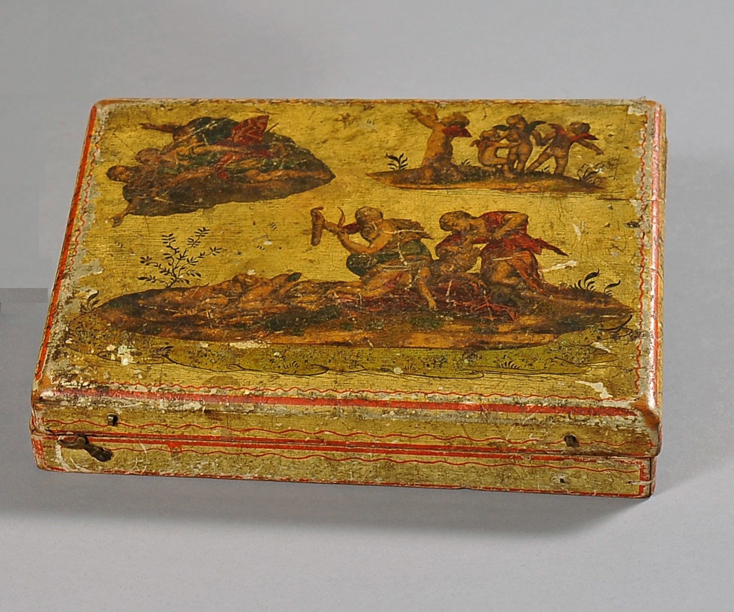 Porta Fichas laqueada e decorada em estilo arte povera, França, meados do século XVIII